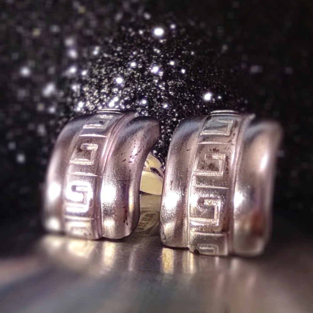 Givenchy logo 1980's clip on earrings Silver tone